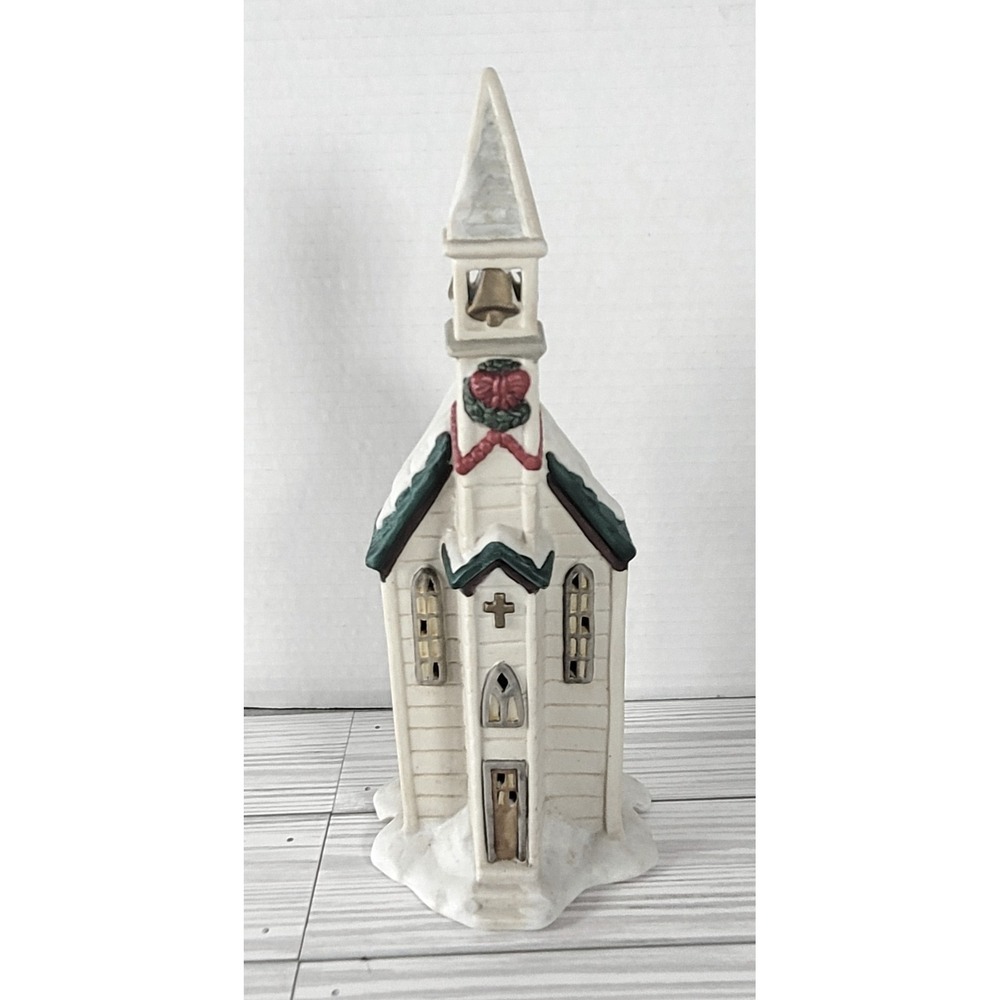 Vintage Enesco‎ A Wonderful Holiday Bedford Falls Chapel Church White Good